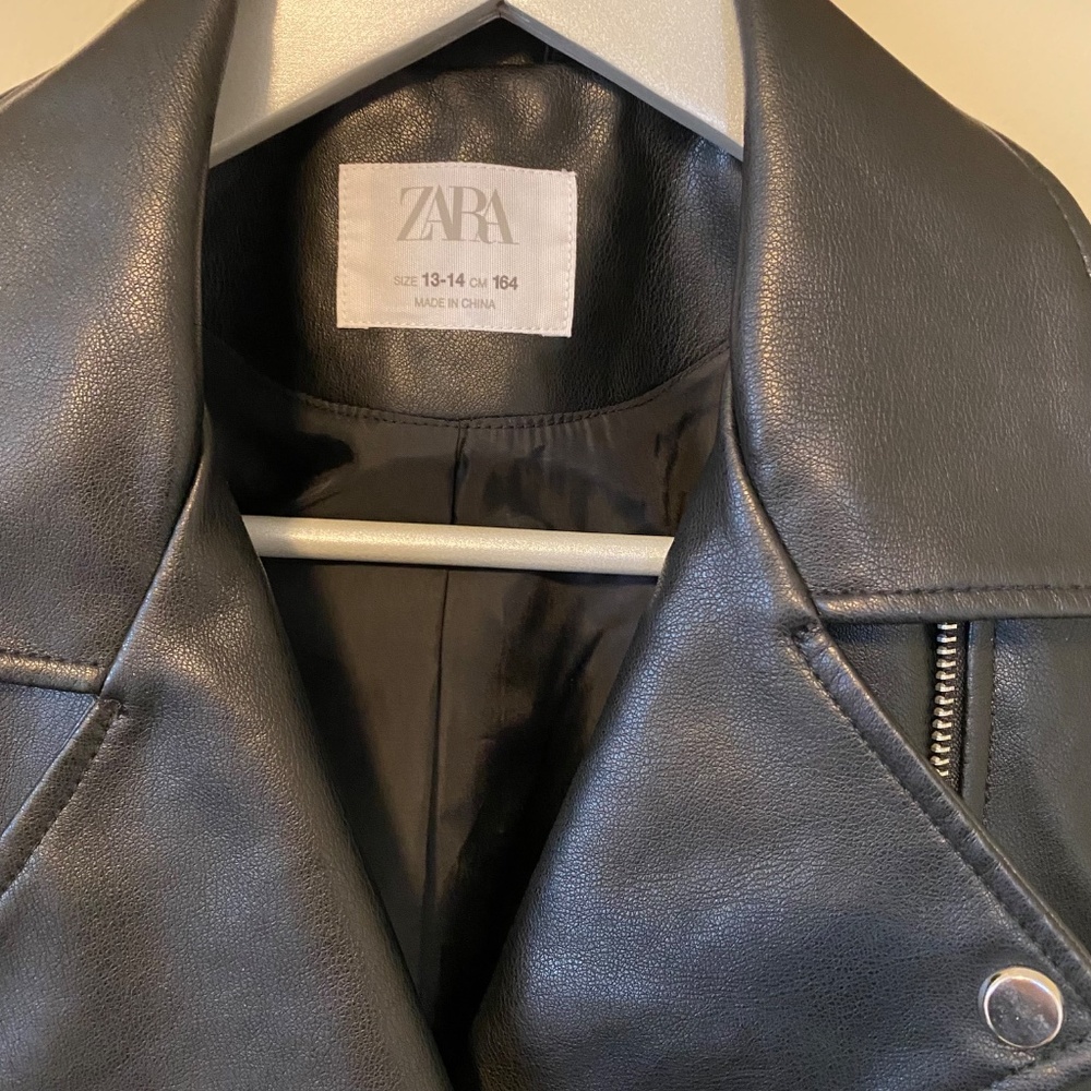 ZARA Faux Leather Moto Jacket 13-14 YR - Picture 5 of 5